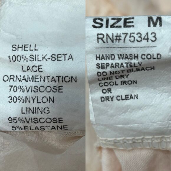 Italian GIULIA 100% Silk Top Peach Sleeveless Lined Flowy Blouse - Picture 11 of 11